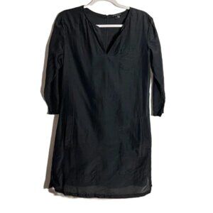 Theory Womes Caelin Parkella Shift Dress Size 6 Black Silk Zip Lightweight Sheer
